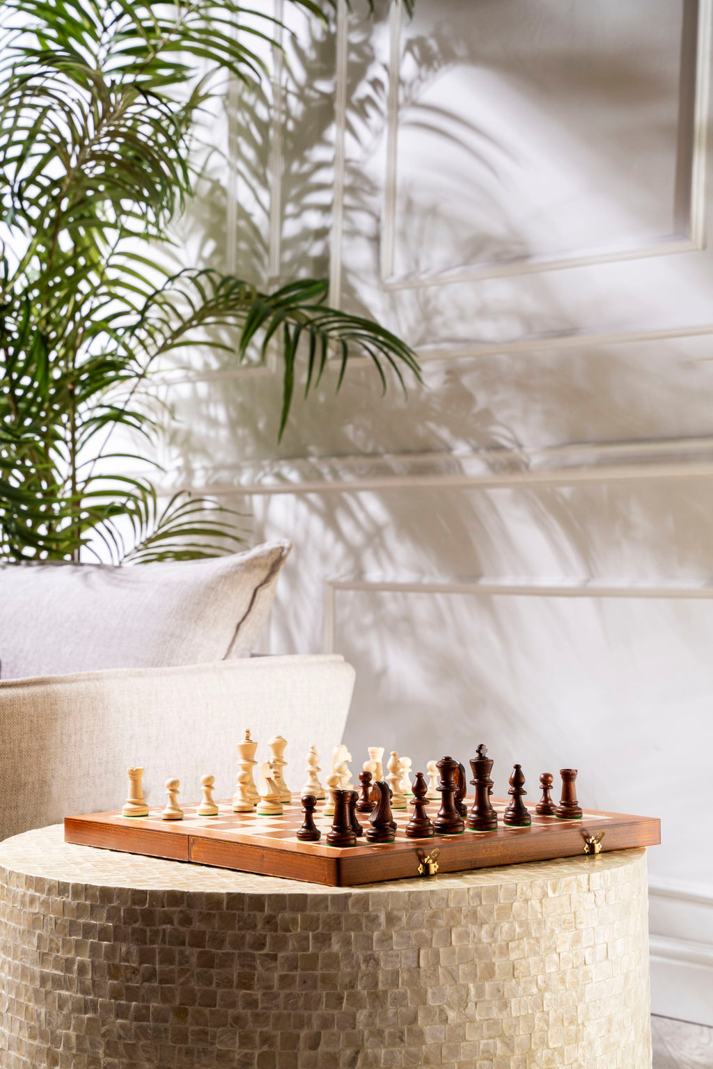 Tournament Chess Set No.5 – Walnut/Maple 55mm Intarsia with Extra Queens – image 4