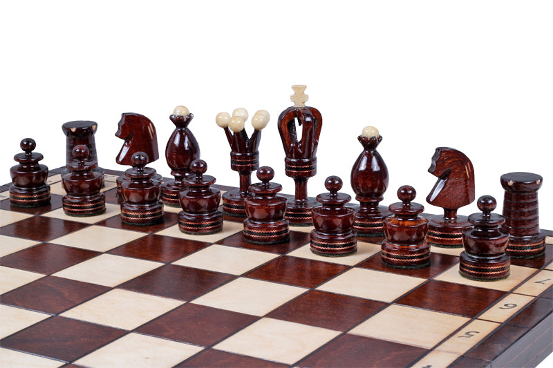 KING'S Small Chess Set 49x49cm – Linden Wood with Mahogany Inlay & Brass – image 8