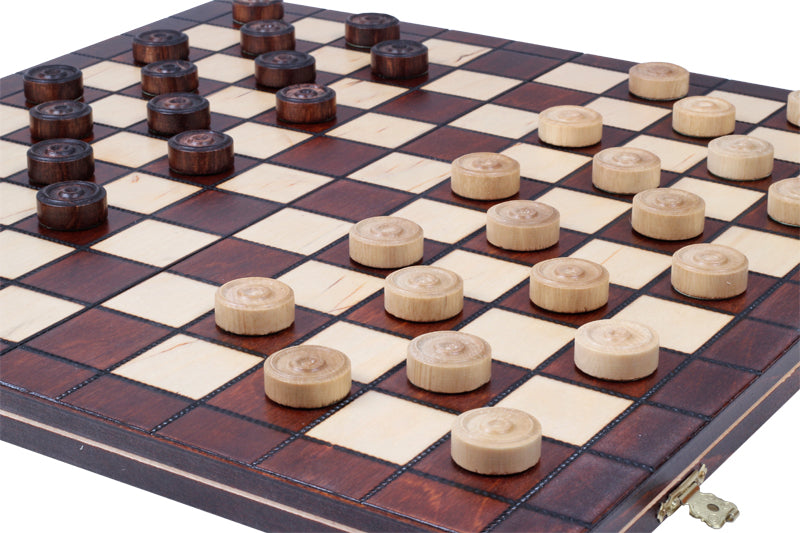 Checkers 10x10 Set – International Draughts Folding Wooden Board 40cm – image 4