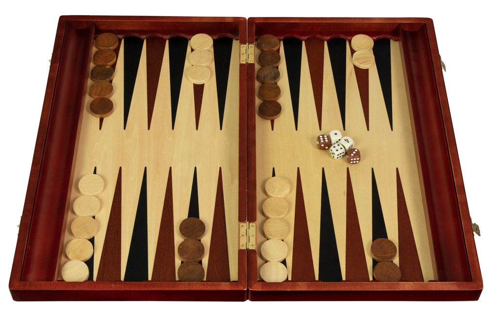 Backgammon Large Wood 48x28cm - Folding Case Veneer Finish Complete Set – image 5