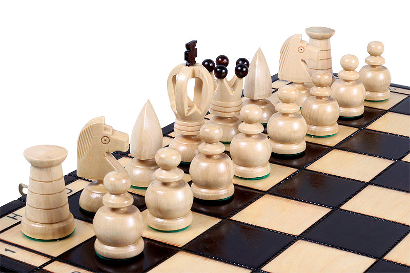 Kingdom Chess Set Large 44x44cm – Royal Hornbeam with Hand-Painted Board