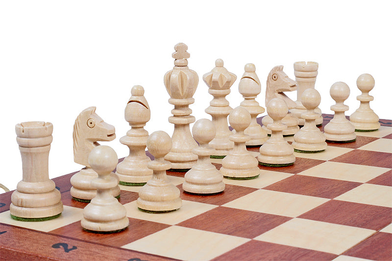 Olympic Chess Set 35x35cm – Mahogany & Sycamore Intarsia Folding Board