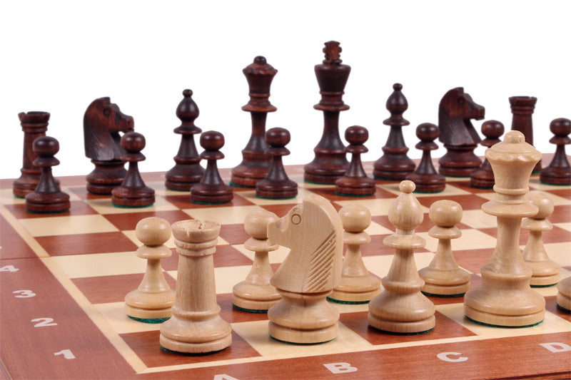 Tournament Chess Set No.4 42x42cm – Intarsia Board with Carved Staunton Pieces