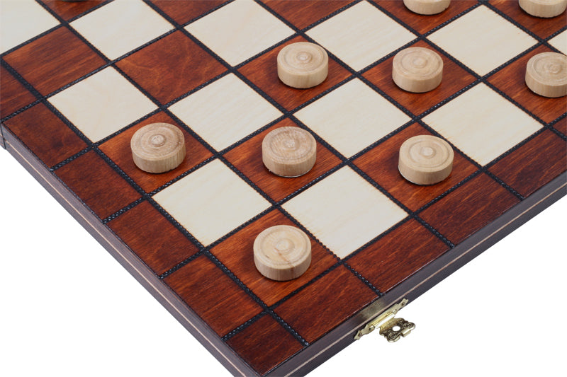 Checkers 8x8 Set - Folding Wooden Board 40cm with Hornbeam Pieces – image 4