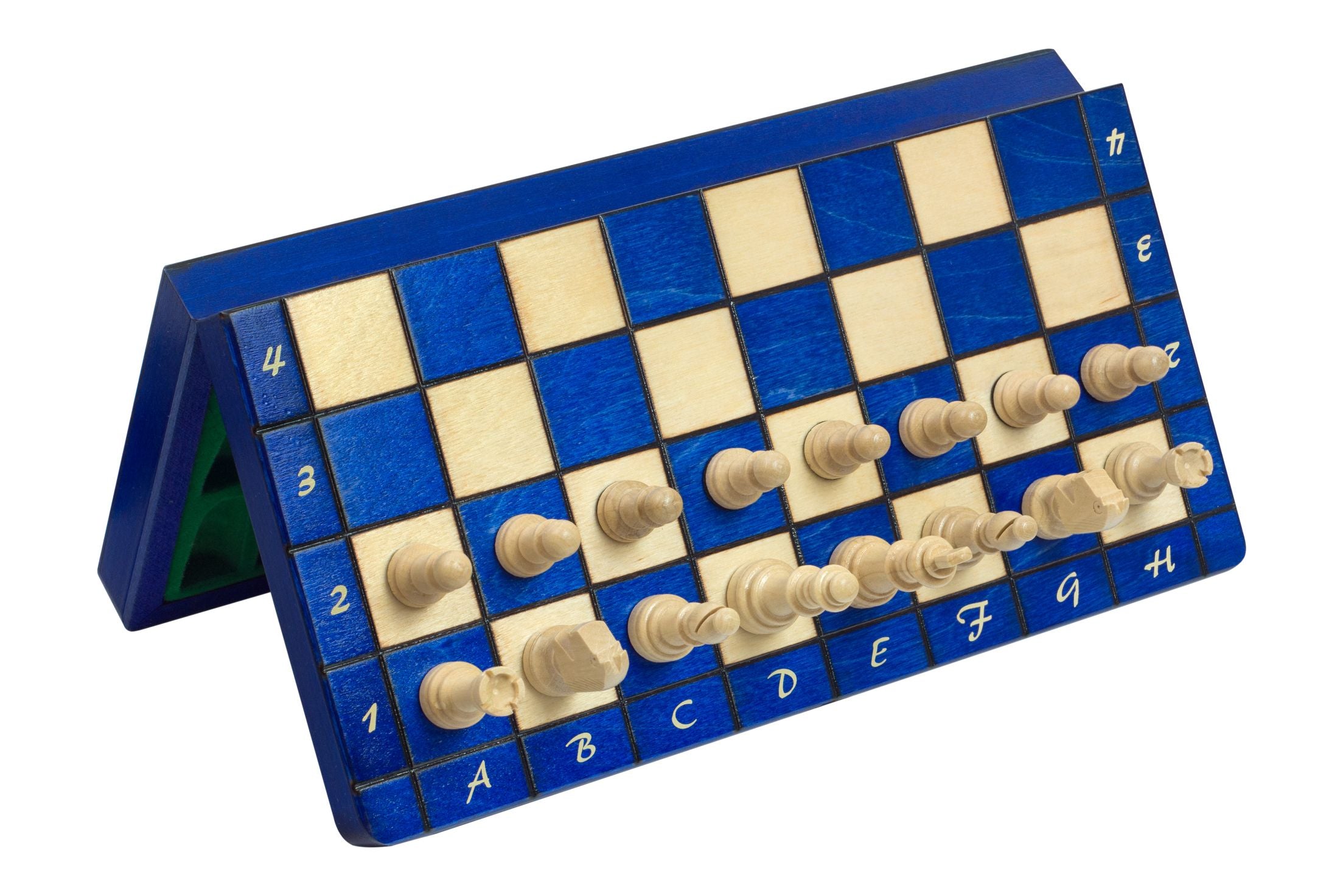 Magnetic Chess Set Blue 28cm – Folding Travel Board with Insert
