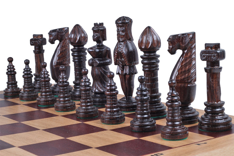 OAK Chess Set 65x65cm – Hand-Carved Oak with Mahogany Inlay – image 9