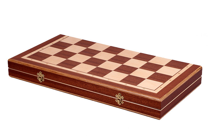 CASTLE Chess Set Medium 56x56cm – Mahogany & Sycamore Marquetry Folding Board – image 7