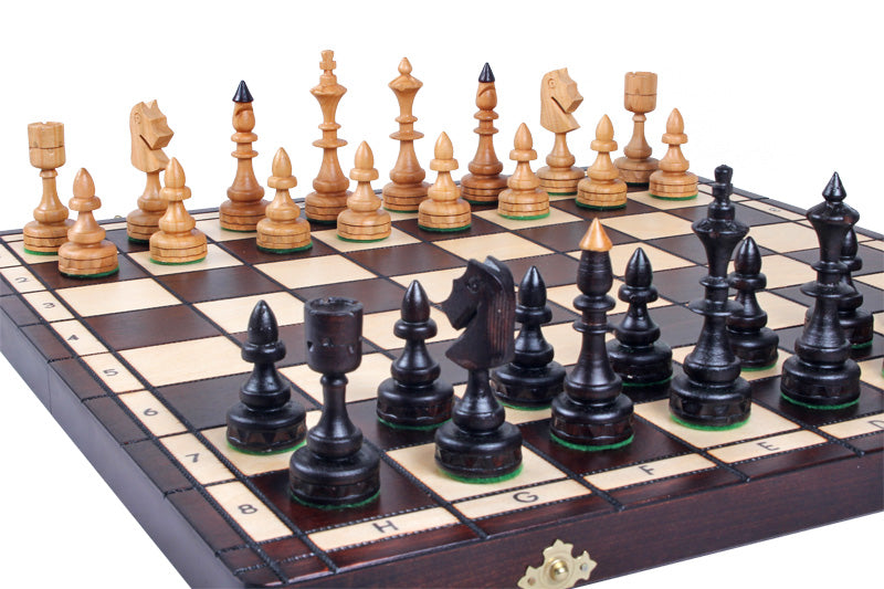 INDIAN Chess Set Small 47x47cm – Hand-Carved Cherry Wood Folding Board – image 6
