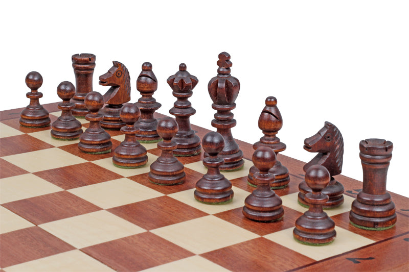 Olympic Chess Set 35x35cm – Mahogany & Sycamore Intarsia Folding Board – image 3