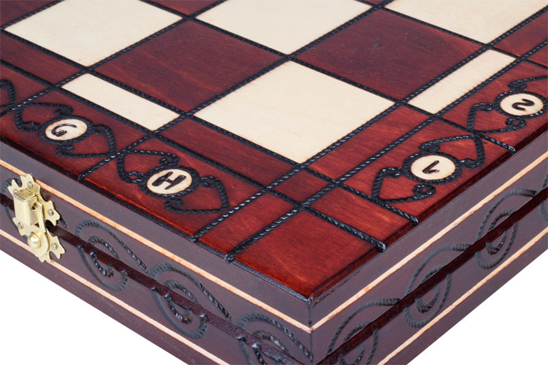 AMBASSADOR Chess Set 55x55cm – Hand-Carved Hornbeam & Sycamore Folding Board – image 5