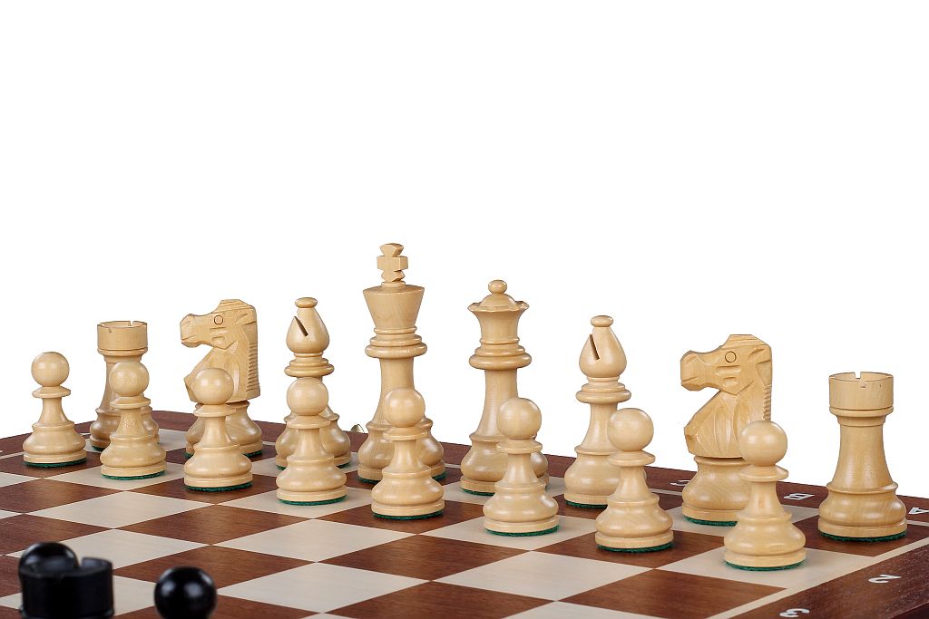 Tournament Chess Set No.4 - French Ebonised 3" King with Intarsia Board – image 5