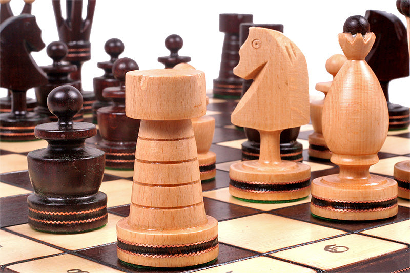 KING'S Chess Set 50x50cm – Linden Wood with Brass Inlay Folding Board