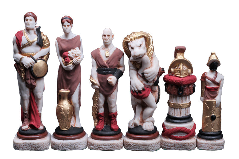 SPARTACUS Chess Set – Hand-Painted Stone Pieces with Mahogany Inlay Board – image 6