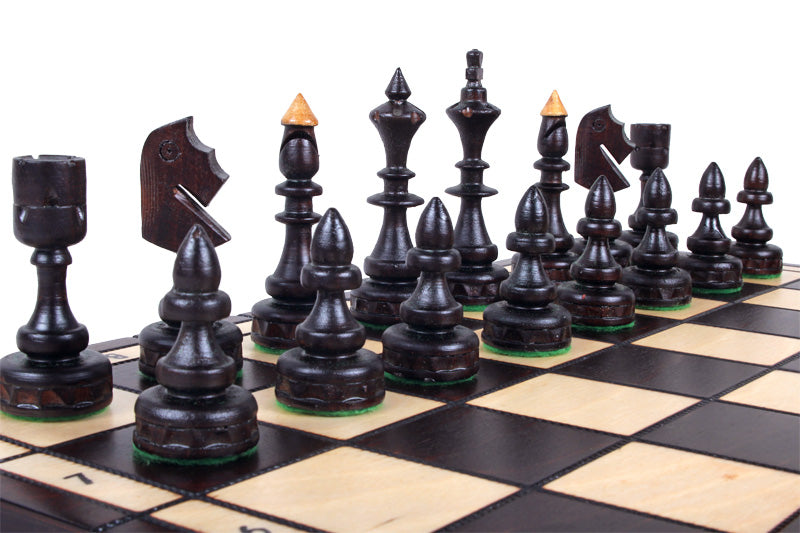 INDIAN Chess Set Small 47x47cm – Hand-Carved Cherry Wood Folding Board – image 9