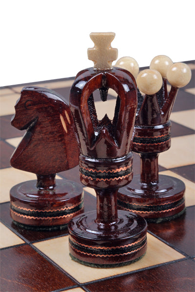 KING'S Small Chess Set 49x49cm – Linden Wood with Mahogany Inlay & Brass – image 3