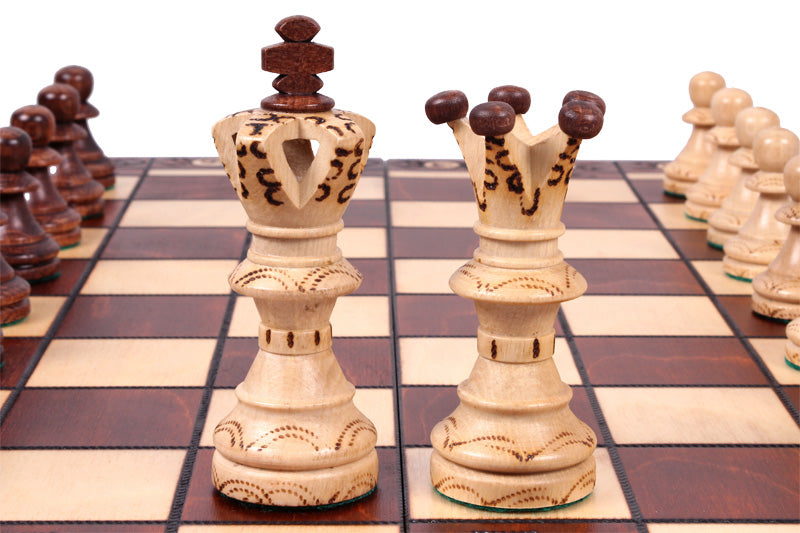 AMBASSADOR Luxury Chess Set 54x54cm – Premium Hornbeam & Sycamore Folding Board