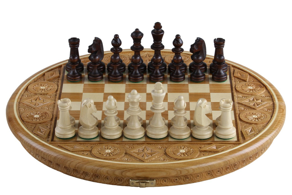 Chess Rubin - Hand-Carved Round Case 33cm Complete Set – image 6