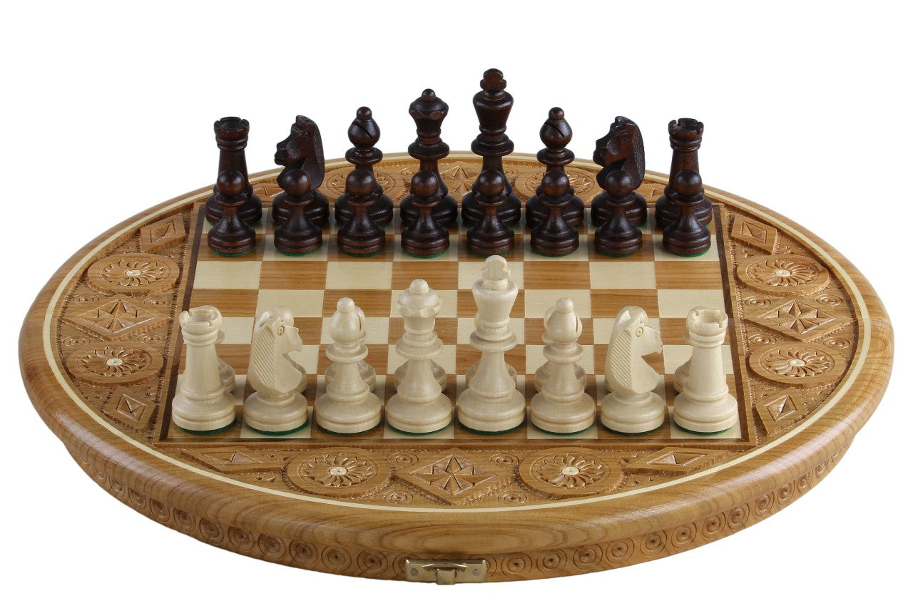 Chess Rubin - Hand-Carved Round Case 33cm Complete Set – image 6