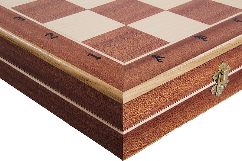 CASTLE Chess Set Large 60x60cm – Mahogany & Sycamore Marquetry Folding Board – image 2