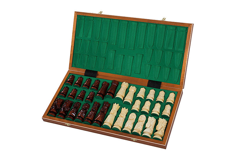 CASTLE Chess Set Large 60x60cm – Mahogany & Sycamore Marquetry Folding Board – image 7