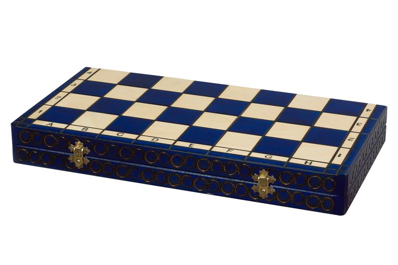 King's Championship Chess Set Large Blue 44x44cm – Folding Board with Insert