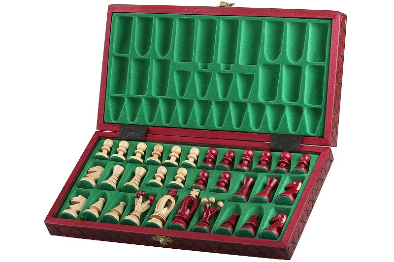 King's Chess Set Medium Cherry 35x35cm – Elegant Folding Board with Insert – image 4