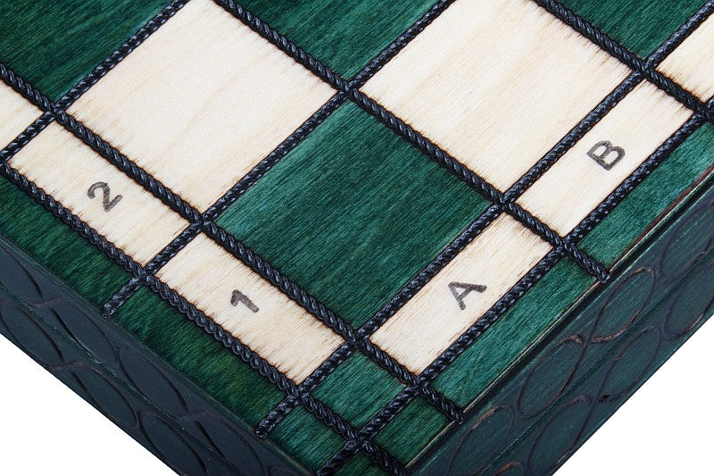 Royal Chess Set Medium Green 35x35cm – Folding Board with Insert Tray – image 3