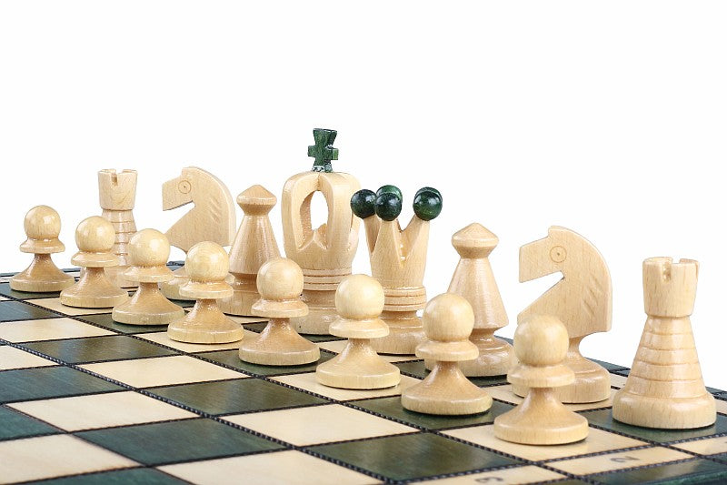 Royal Chess Set Medium Green 35x35cm – Folding Board with Insert Tray – image 5
