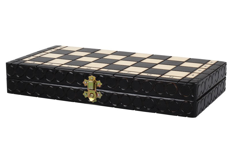 Small Royal Chess Set Black 30x30cm – Portable Folding Board – image 2