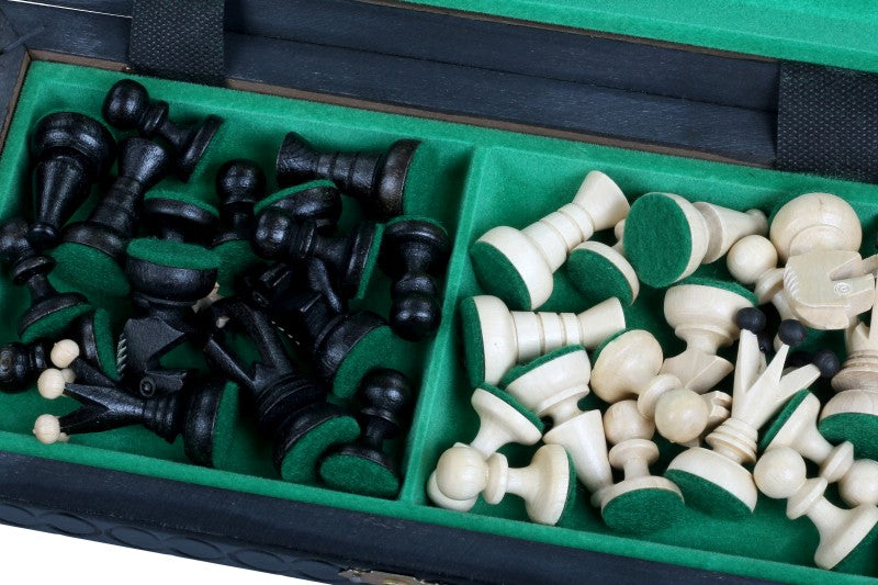 Small Royal Chess Set Black 30x30cm – Portable Folding Board – image 4