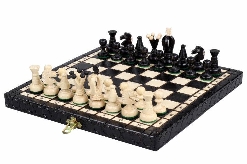 Small Royal Chess Set Black 30x30cm – Portable Folding Board