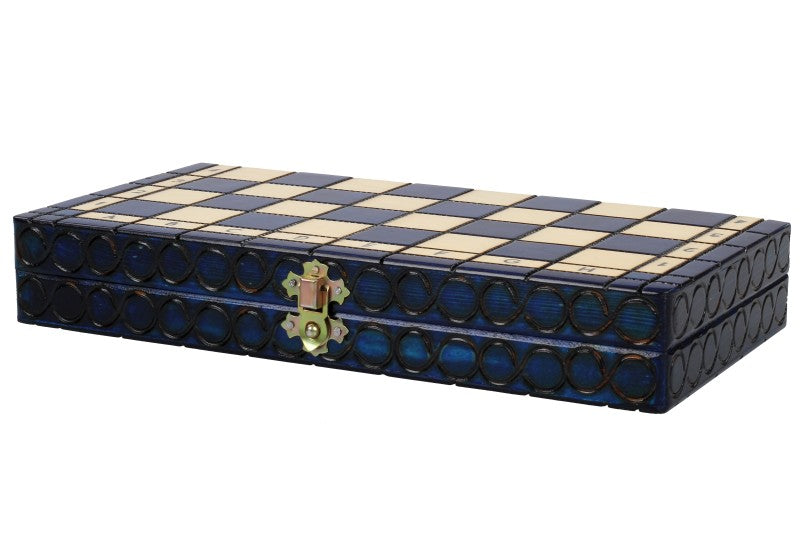 King's Chess Set Small Blue - 30x30cm Portable Folding Set – image 2