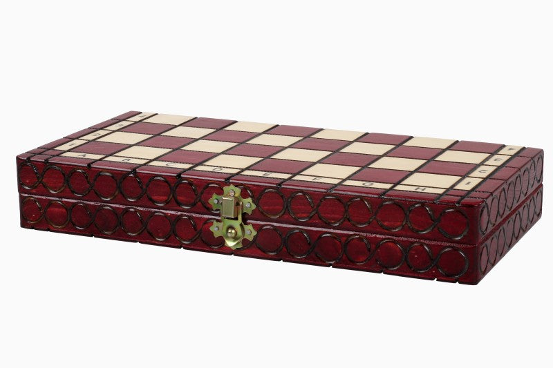 Small Royal Chess Set Cherry 30x30cm – Elegant Portable Folding Board – image 3