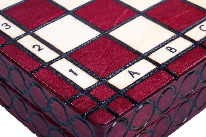 Small Royal Chess Set Cherry 30x30cm – Elegant Portable Folding Board – image 2