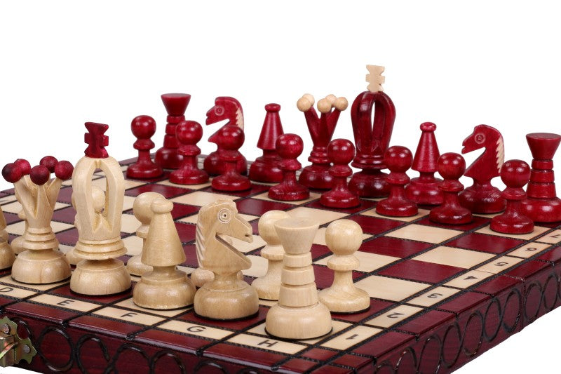 Small Royal Chess Set Cherry 30x30cm – Elegant Portable Folding Board – image 6