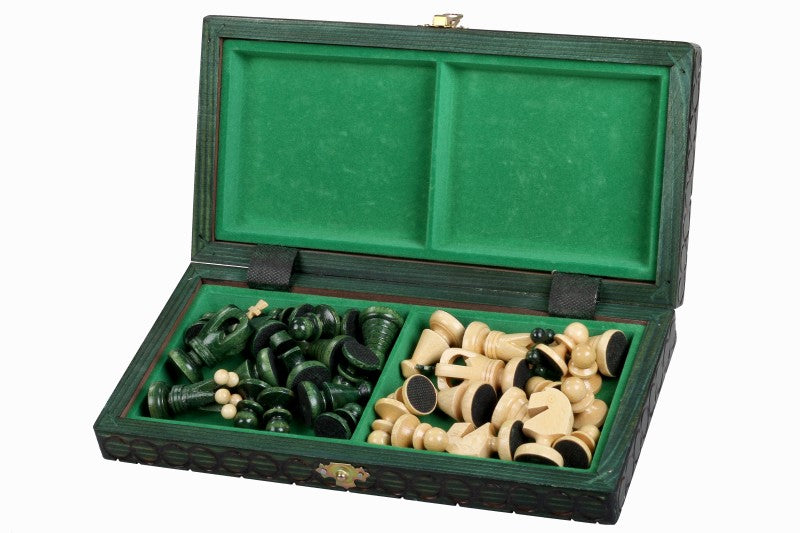 Small Royal Chess Set Green 30x30cm – Unique Portable Folding Board – image 6