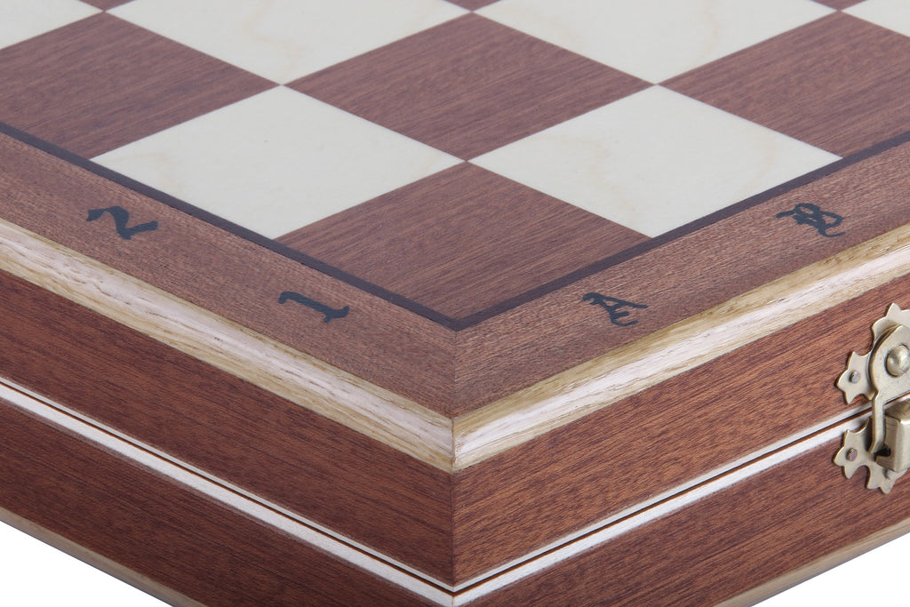 ORAWA Chess Set 50x50cm – Geometric Block Style with Mahogany Inlay – image 2