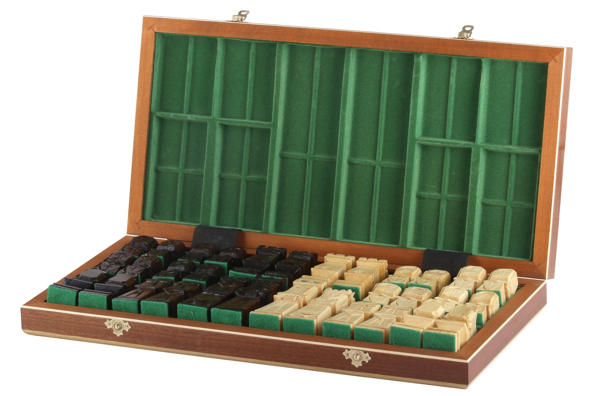 ORAWA Chess Set 50x50cm – Geometric Block Style with Mahogany Inlay – image 6