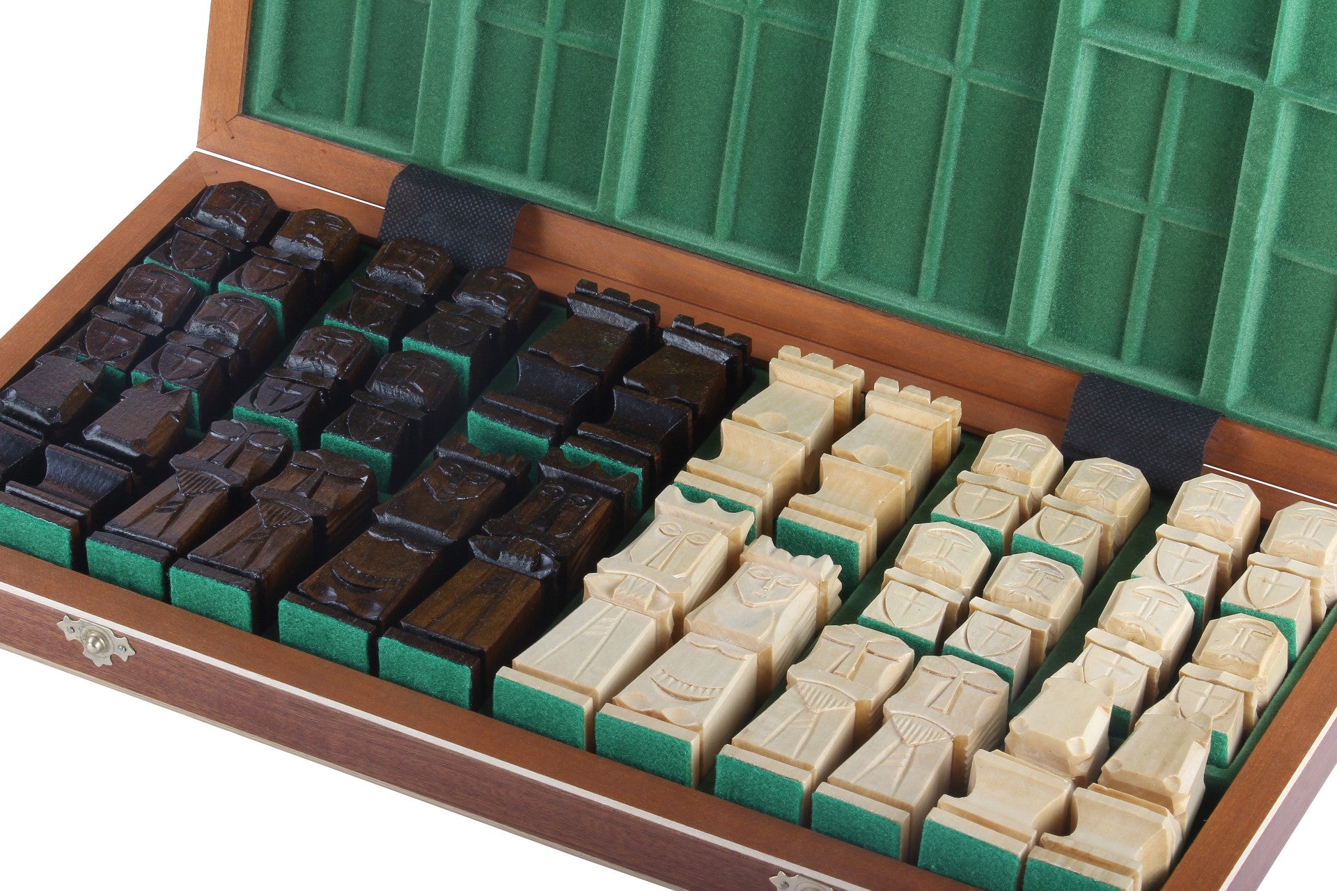 ORAWA Chess Set 50x50cm – Geometric Block Style with Mahogany Inlay – image 3