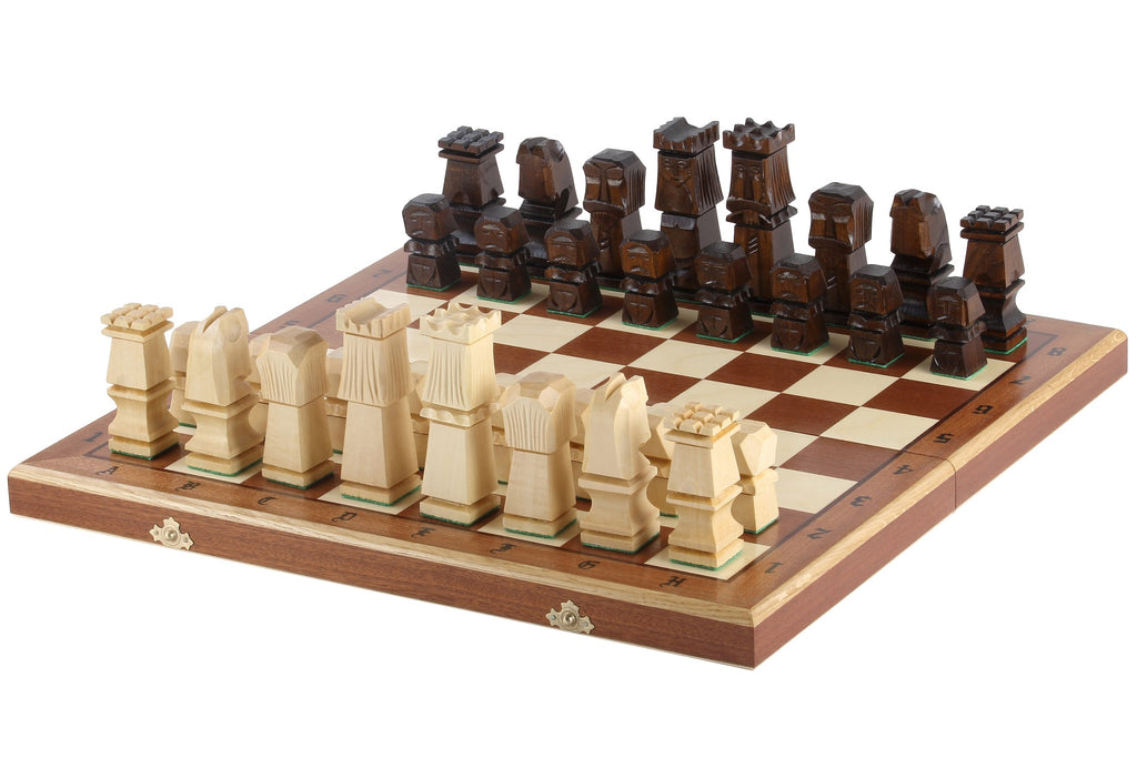 ORAWA Chess Set 50x50cm – Geometric Block Style with Mahogany Inlay – image 8