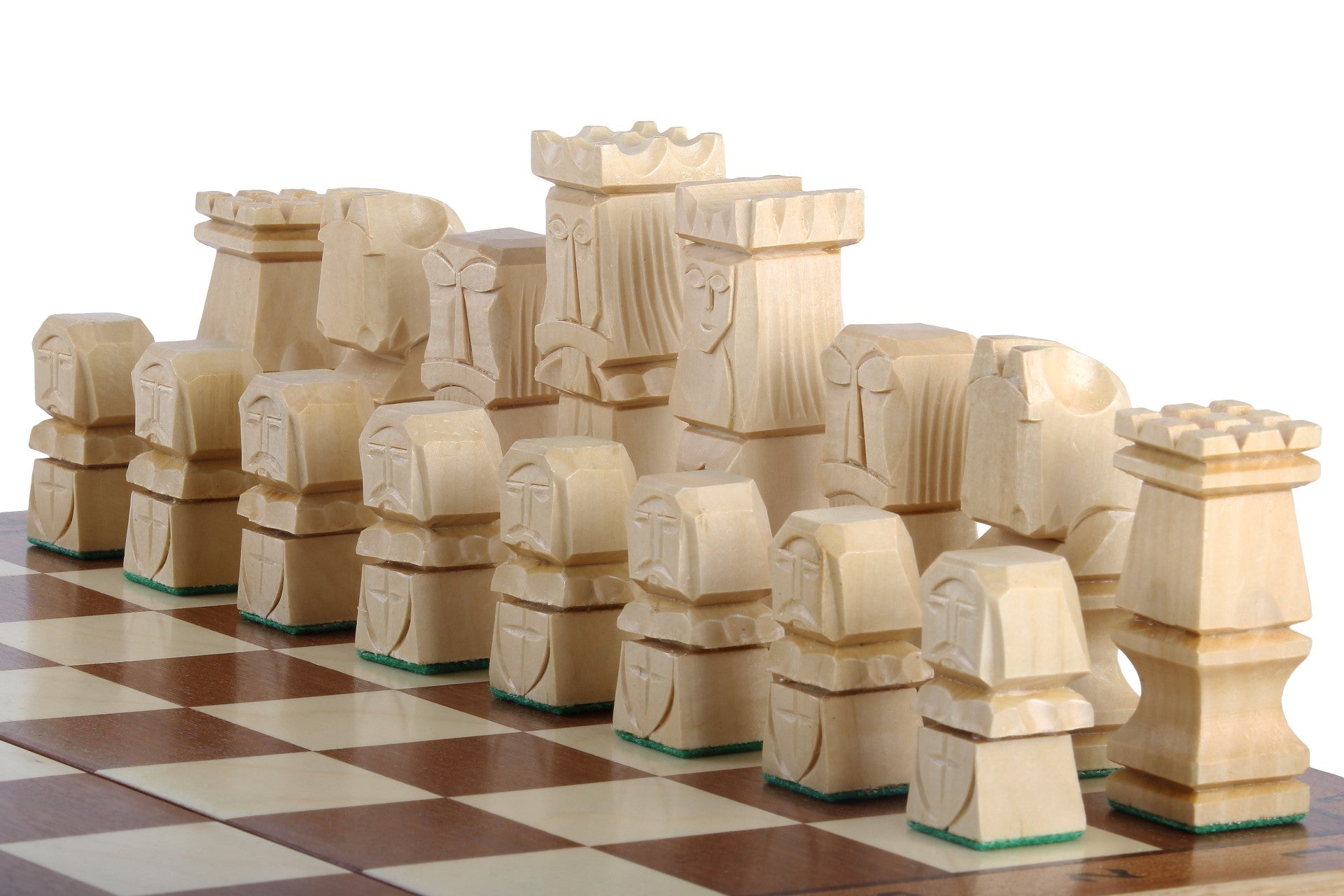 ORAWA Chess Set 50x50cm – Geometric Block Style with Mahogany Inlay – image 4