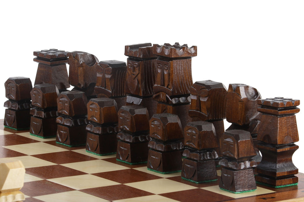 ORAWA Chess Set 50x50cm – Geometric Block Style with Mahogany Inlay – image 5