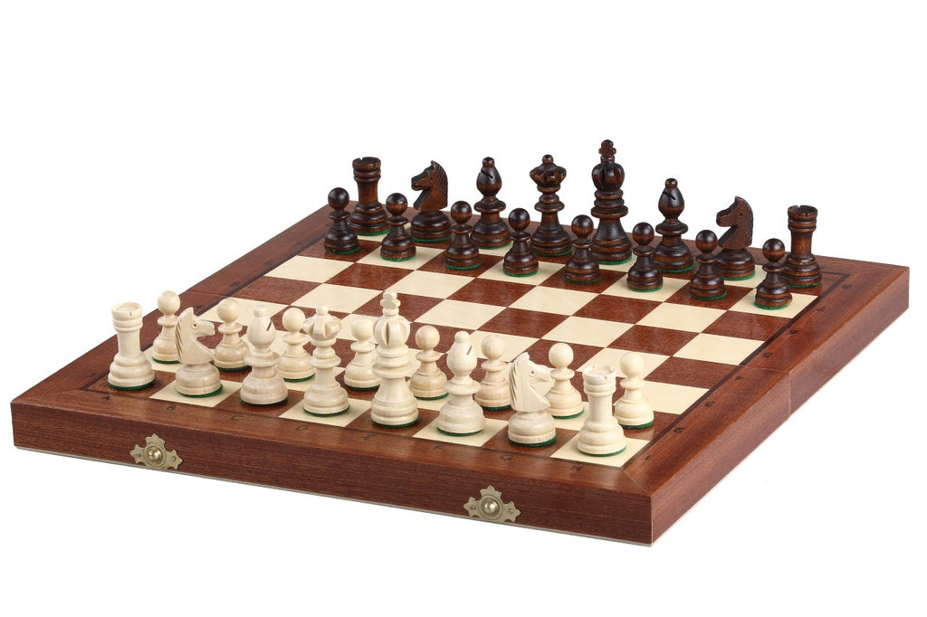 Olympic Chess Set 35x35cm – Mahogany & Sycamore Intarsia Folding Board – image 4