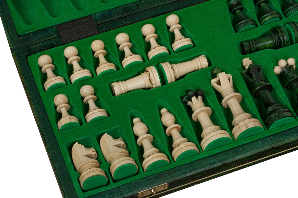 Senator Chess Set New Line – Green, Folding Board with Insert Tray – image 2