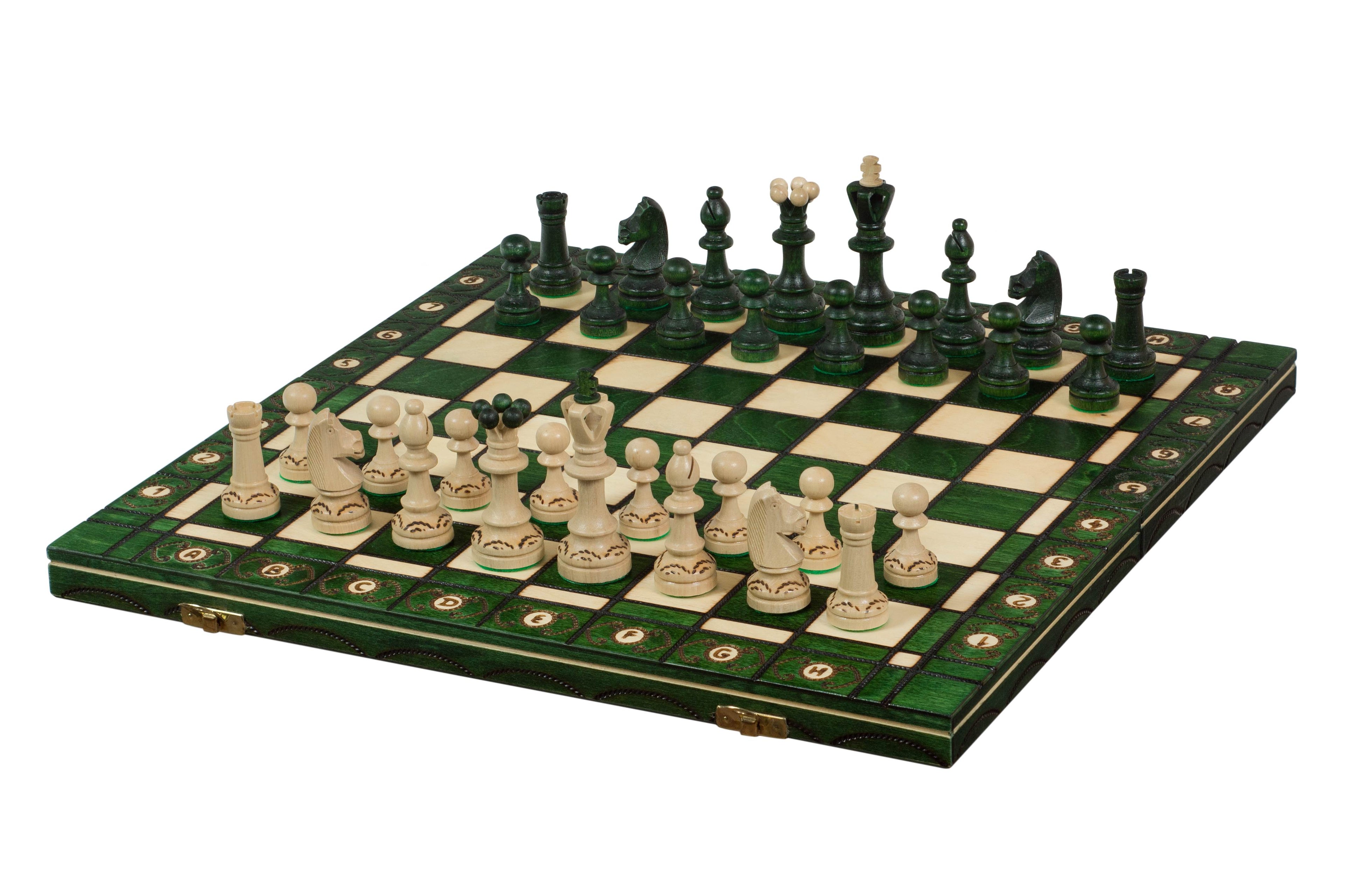 Senator Chess Set New Line – Green, Folding Board with Insert Tray