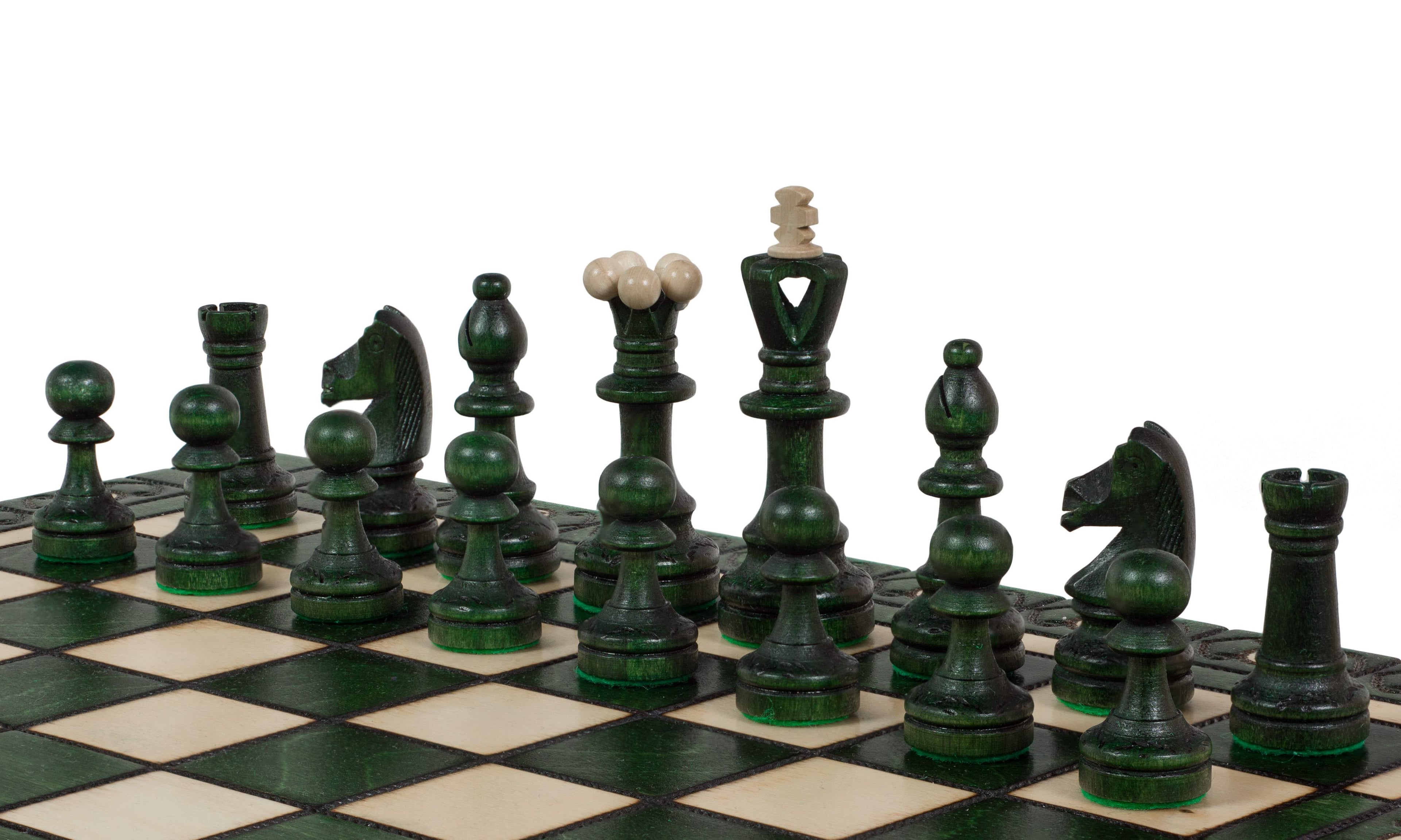 Senator Chess Set New Line – Green, Folding Board with Insert Tray – image 5