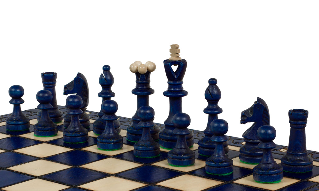 Senator Chess Set – Blue, Folding Board with Insert Tray – image 5