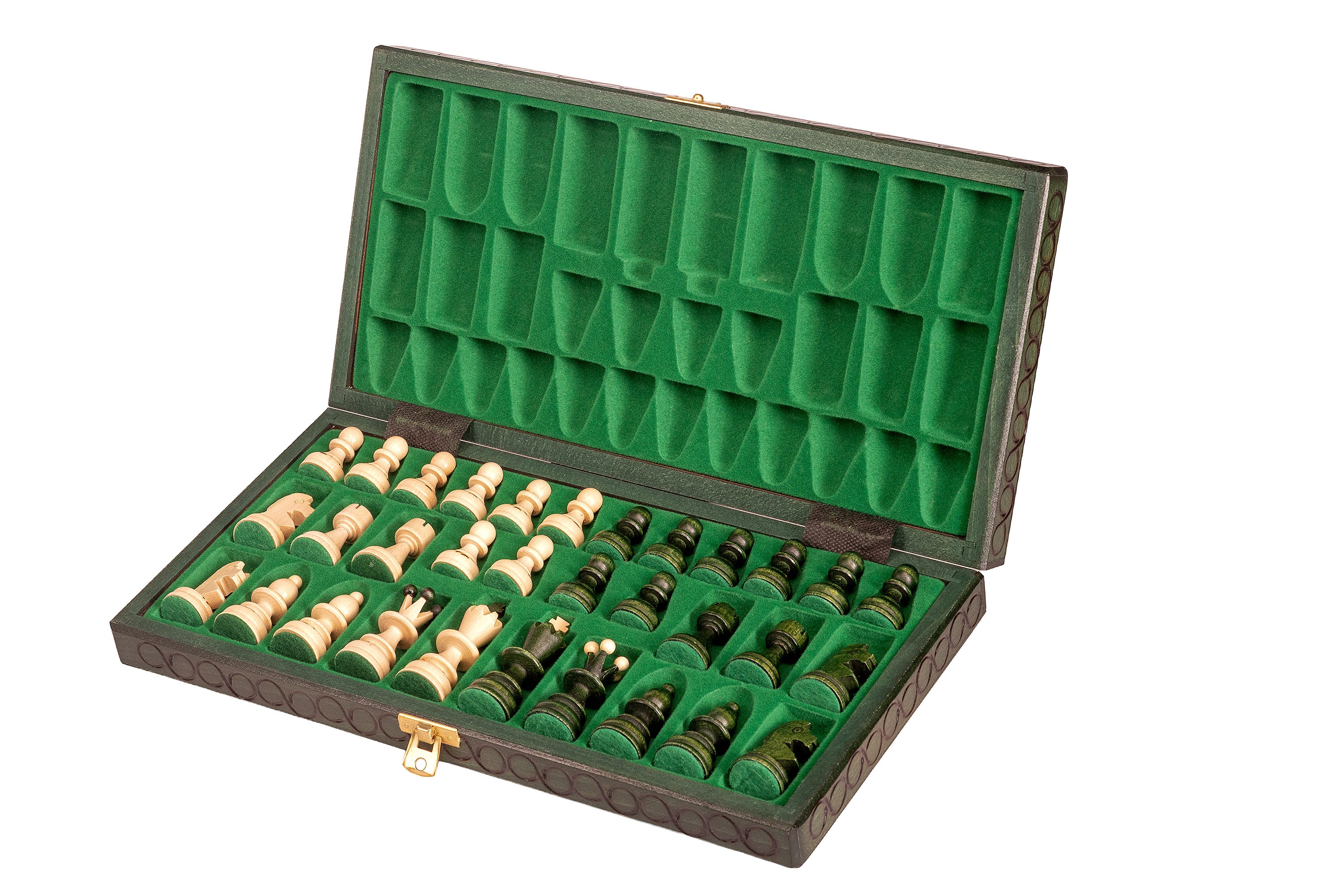 Small Pearl Chess Set with Insert — Green, 36×36 cm – image 12