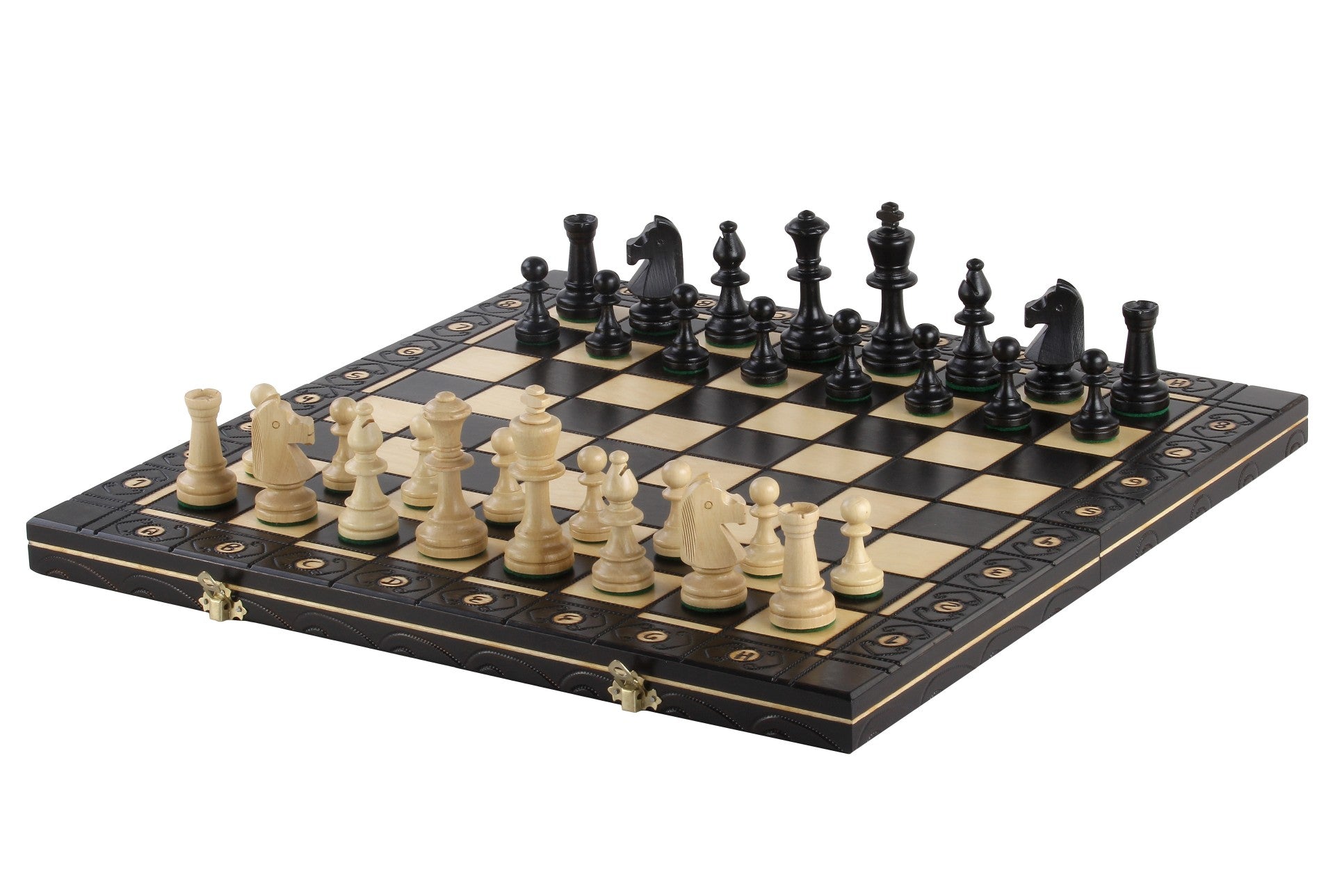 CONSUL New Line Chess Set Black 49x49cm – Weighted Hornbeam Folding Board – image 6