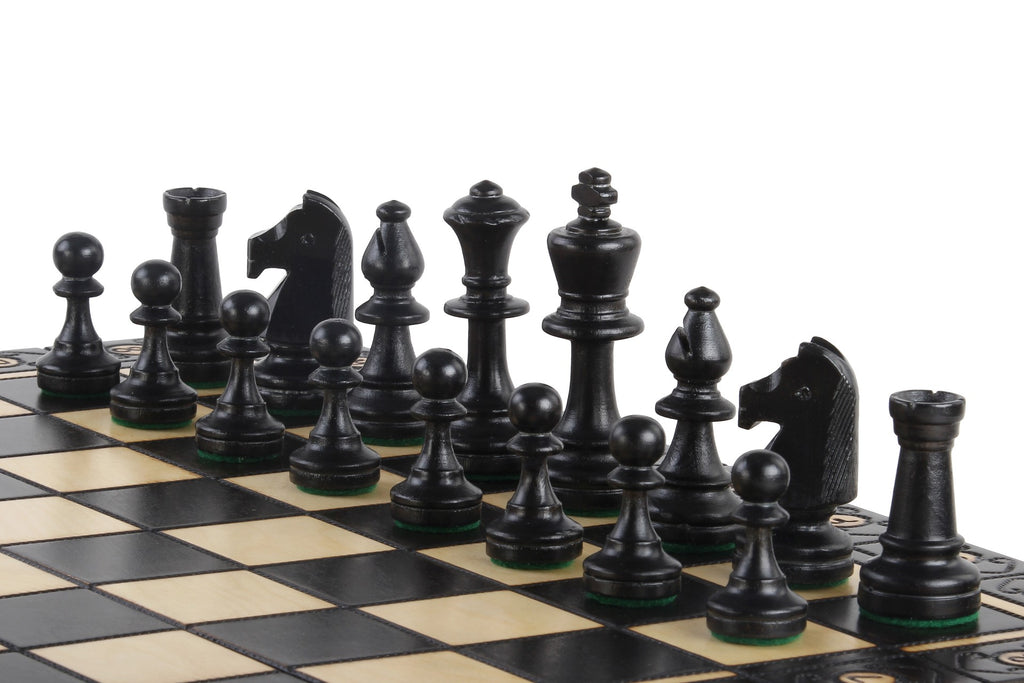 CONSUL New Line Chess Set Black 49x49cm – Weighted Hornbeam Folding Board – image 7